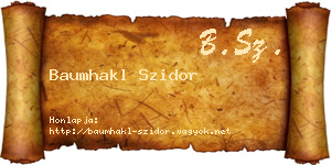 Baumhakl Szidor névjegykártya